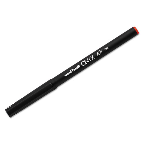 ONYX Stick Roller Ball Pen, Fine 0.7mm, Red Ink, Black Matte Barrel, Dozen