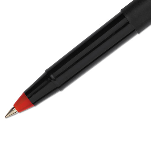 ONYX Stick Roller Ball Pen, Micro 0.5mm, Red Ink, Black Matte Barrel, Dozen