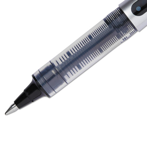 VISION Stick Roller Ball Pen, Fine 0.7mm, Black Ink, Black/Gray Barrel, Dozen
