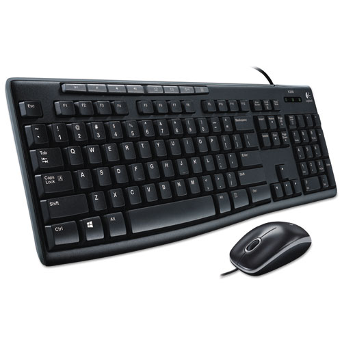 Logitech® MK200 Media Combo, Keyboard/Mouse, Wired, USB, Black