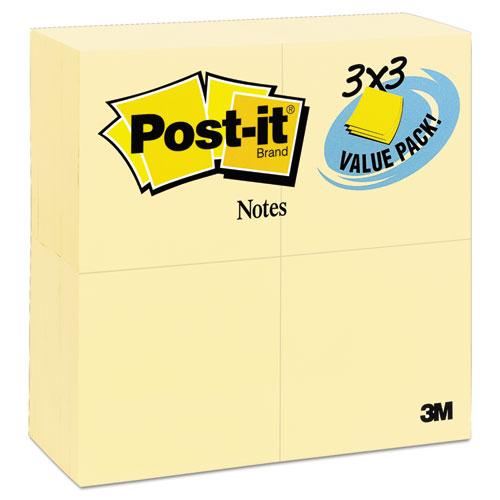 Original Pads in Canary Yellow, 3 x 3, 90-Sheet, 24/Pack | by Plexsupply