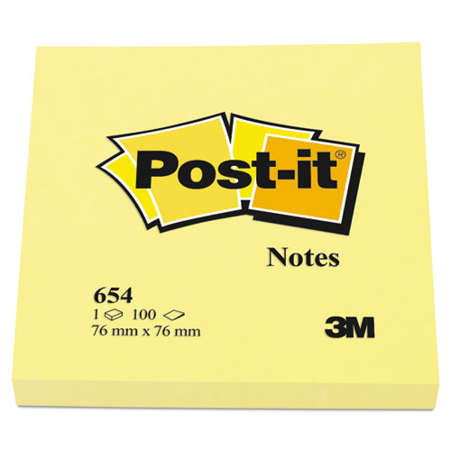 Post-It® Notes Original Pads In Canary Yellow, 3" X 3", 100 Sheets/Pad, 12 Pads/Pack