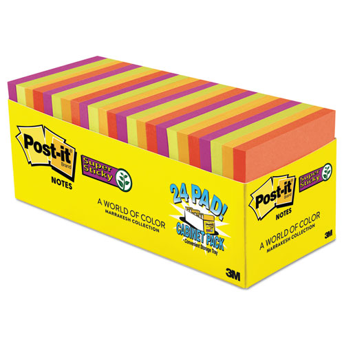 Post-it Notes Super Sticky Pads in Marrakesh Colors, 3 x 3, 70