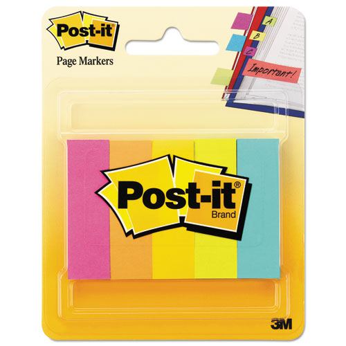 Post-it® Page Flag Markers, Assorted Brights, 100 Flags/Pad, 5 Pads/Pack