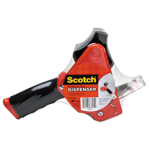 Scotch® Pistol Grip Packaging Tape Dispenser, 3" Core, Metal, Red