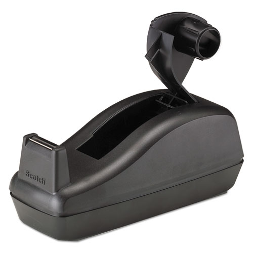 Image of Deluxe Desktop Tape Dispenser, Heavily Weighted, Attached 1" Core, Black