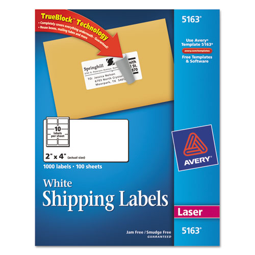 Avery 5163 Shipping Labels w/Ultrahold Ad & TrueBlock, Laser, 2 x 4 ...