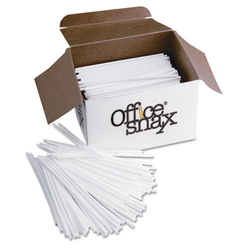 Office Snax® Plastic Stir Sticks, 5", Plastic, White, 1000/Box