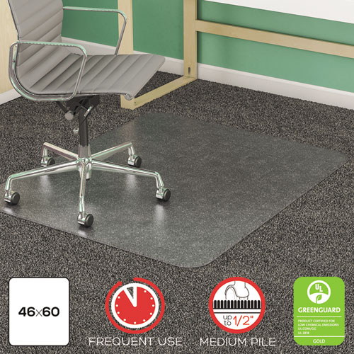 Anti-Static Frequent Use Chair Mat For Medium Pile Carpet, 46 X 60, Clear