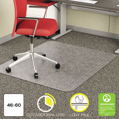 Deflecto® Economat Occasional Use Chair Mat, Low Pile Carpet, Flat, 46 X 60, Rectangle, Clear