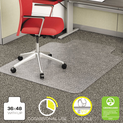 deflecto® EconoMat Occasional Use Chair Mat for Low Pile, 36 x 48 w/Lip, Clear