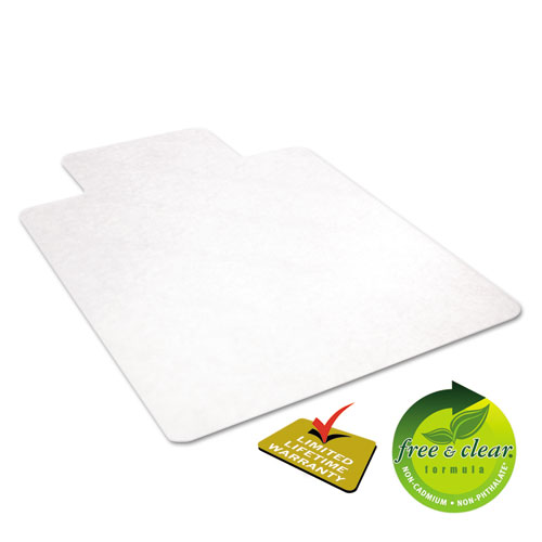 EconoMat All Day Use Chair Mat for Hard Floors, Flat Packed, 36 x 48, Lipped, Clear