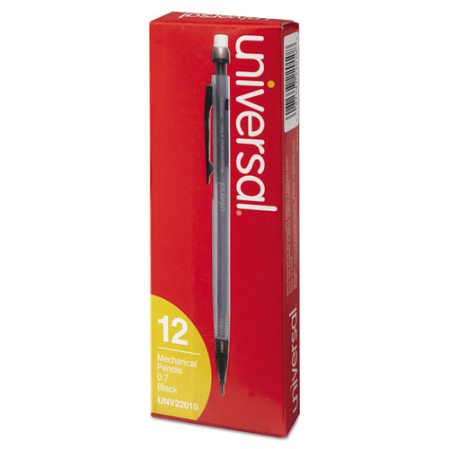 Image of Universal™ Mechanical Pencil, 0.7 Mm, Hb (#2.5), Black Lead, Smoke Barrel, Dozen