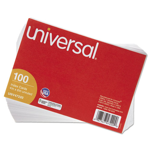 Image of Universal® Unruled Index Cards, 4 X 6, White, 100/Pack