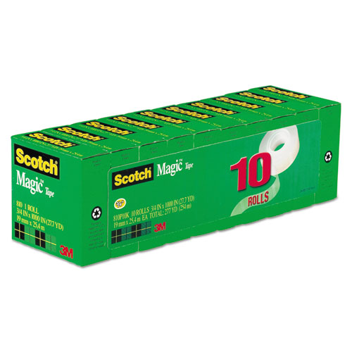Scotch® Magic Tape Value Pack, 3/4" x 1000", 1" Core, Clear, 10/Pack
