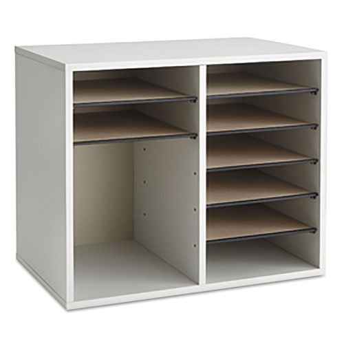 Image of Fiberboard Literature Sorter, 12 Compartments, 19.63 x 11.88 x 16.13, Gray