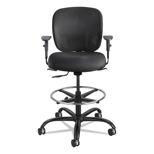 Image of Vue Heavy-Duty Extended-Height Stool, Supports Up to 350 lb, 23" to 32.5" Seat Height, Black Fabric