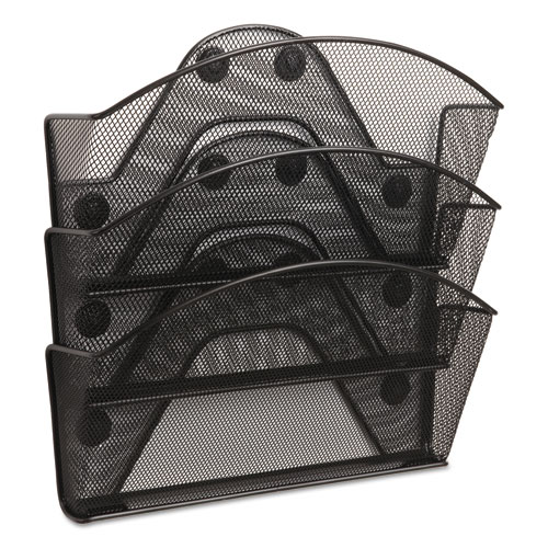 Image of Onyx Magnetic Mesh Panel Accessories, 3 File Pocket, 13 x 4.25 x 13.5. Black