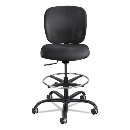 Image of Vue Heavy-Duty Extended-Height Stool, Supports Up to 350 lb, 23" to 32.5" Seat Height, Black Fabric