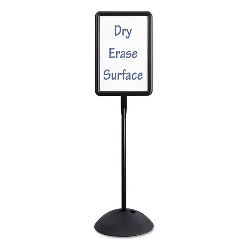 Image of Safco® Writeway Double-Sided Magnetic Dry Erase Standing Message Sign, Rectangle, 65" Tall Black Stand, 14.25 X 22.25 White Face