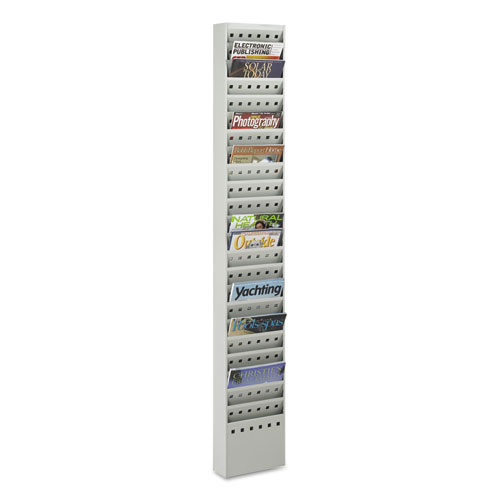 Image of Safco® Steel Magazine Rack, 23 Compartments, 10W X 4D X 65.5H, Gray