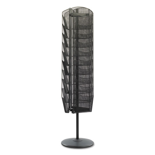 Image of Safco® Onyx Mesh Rotating Magazine Display, 30 Compartments, 16.5W X 16.5D X 66H, Black