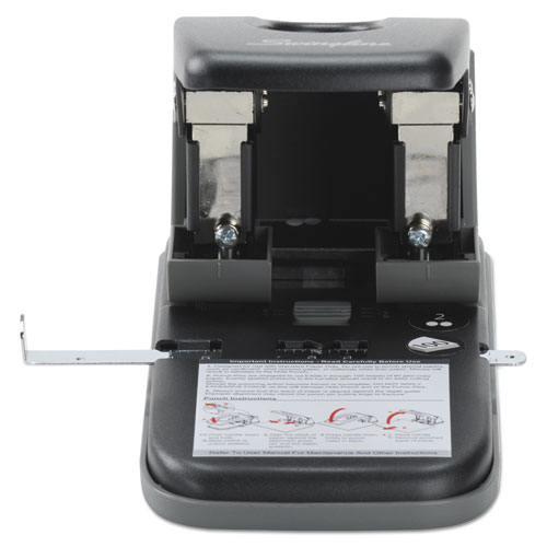 Image of Swingline® 100-Sheet High Capacity Two-Hole Punch, Fixed Centers, 9/32" Holes, Black/Gray