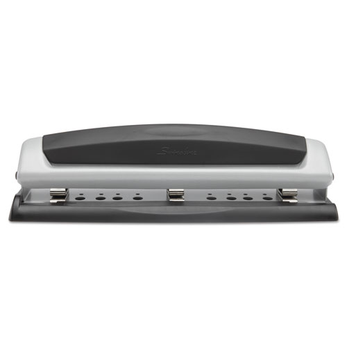40-Sheet LightTouch Heavy-Duty Two- to Seven-Hole Punch, 9/32 Holes,  Black/Gray