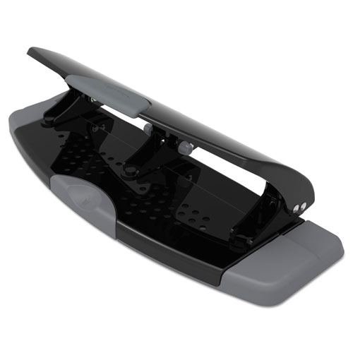 20-Sheet SmartTouch Three-Hole Punch, 9/32" Holes, Black/Gray