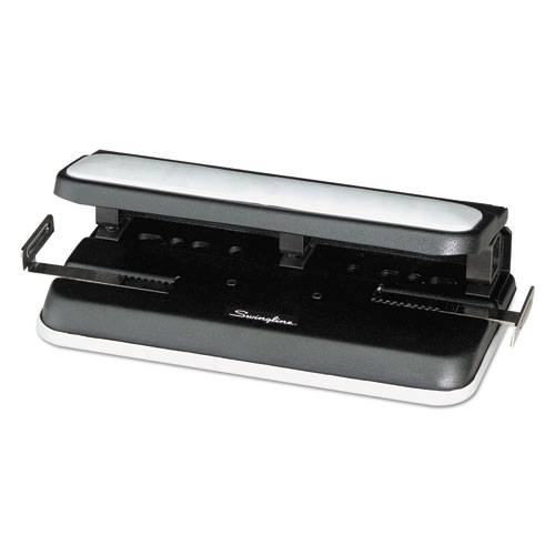 Image of Swingline® 32-Sheet Easy Touch Two- To Three-Hole Punch With Cintamatic Centering, 9/32" Holes, Black/Gray