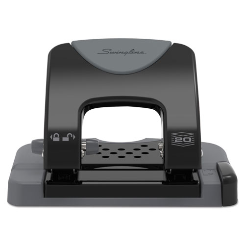 Image of Swingline® 20-Sheet Smarttouch Two-Hole Punch, 9/32" Holes, Black/Gray