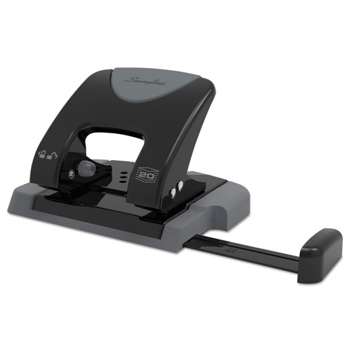 20-Sheet SmartTouch Two-Hole Punch, 9/32" Holes, Black/Gray