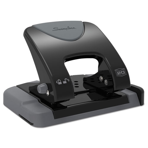20-Sheet SmartTouch Two-Hole Punch, 9/32" Holes, Black/Gray