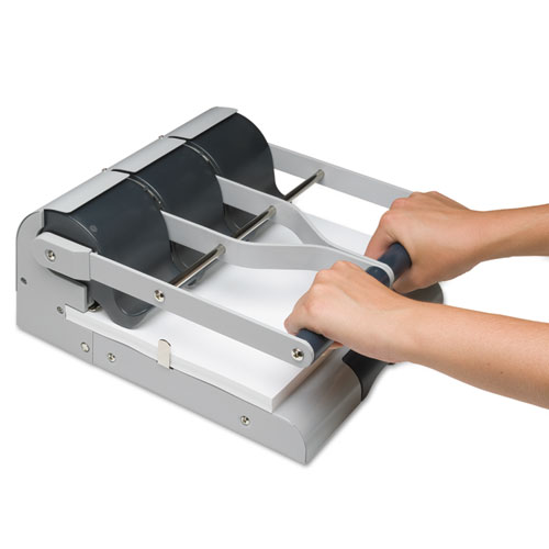 Image of Swingline® 160-Sheet Antimicrobial Protected High-Capacity Adjustable Punch, Two- To Three-Hole, 9/32" Holes, Putty/Gray