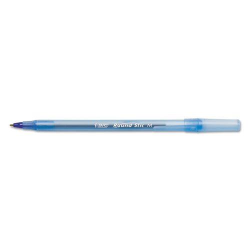 Round Stic Xtra Life Ballpoint Pen, Stick, Medium 1 mm, Blue Ink, Translucent Blue Barrel, Dozen