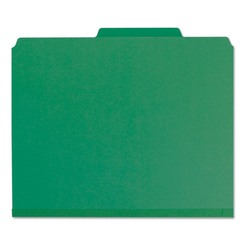 Recycled Pressboard Classification Folders, 2" Expansion, 2 Dividers, 6 Fasteners, Letter Size, Green Exterior, 10/Box