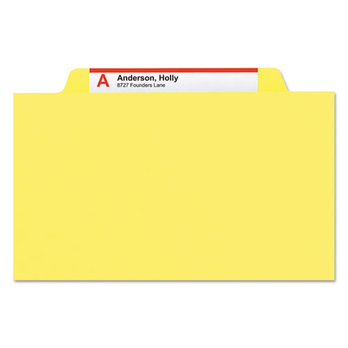 Top Tab Classification Folders, Four SafeSHIELD Fasteners, 2" Expansion, 1 Divider, Letter Size, Yellow Exterior, 10/Box