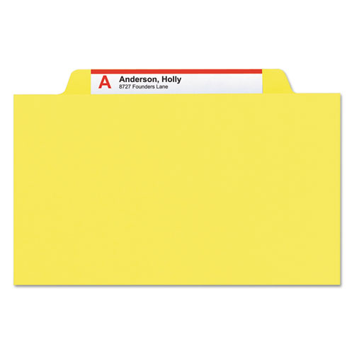 Colored Top Tab Classification Folders, 2 Dividers, Letter Size, Yellow, 10/Box