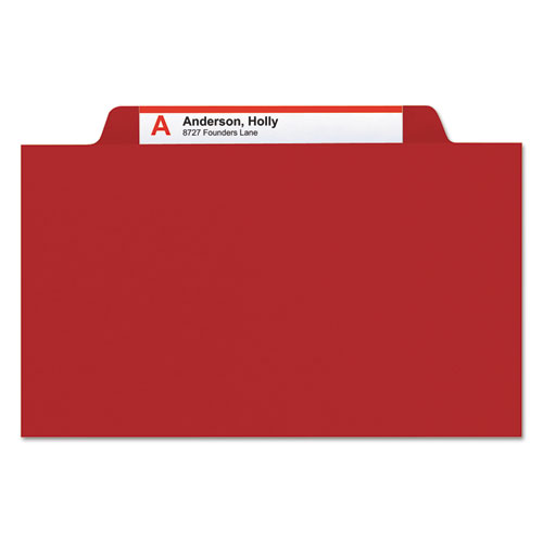 Colored Top Tab Classification Folders, 2 Dividers, Letter Size, Red, 10/Box