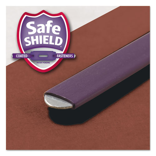 Pressboard Classification Folders with SafeSHIELD Coated Fasteners, 1/3-Cut, 2 Dividers, Legal Size, Red, 10/Box
