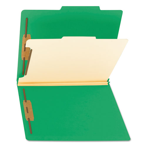 Colored Top Tab Classification Folders, 1 Divider, Letter Size, Green, 10/Box