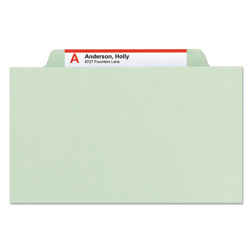 100% RECYCLED PRESSBOARD CLASSIFICATION FOLDERS, 2 DIVIDERS, LEGAL SIZE, GRAY-GREEN, 10/BOX