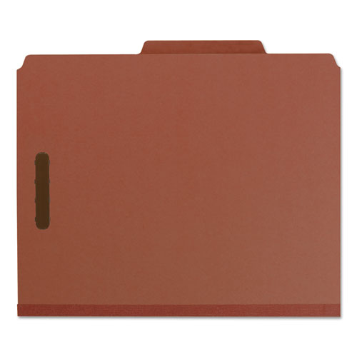100% RECYCLED PRESSBOARD CLASSIFICATION FOLDERS, 3 DIVIDERS, LETTER SIZE, RED, 10/BOX