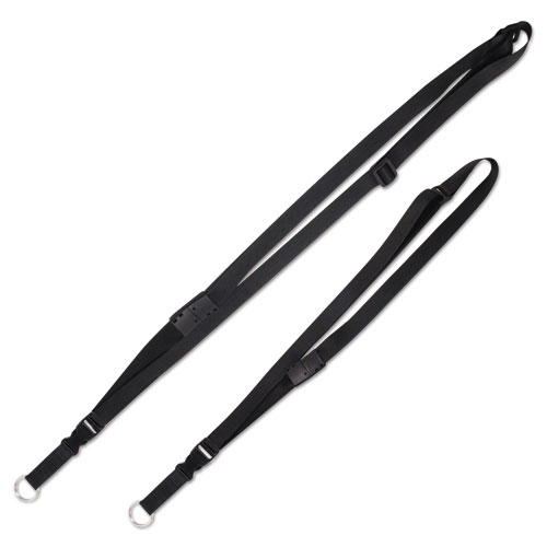 Deluxe Lanyards, Ring Style, 26"-48"" Long, Black, 12/Pack