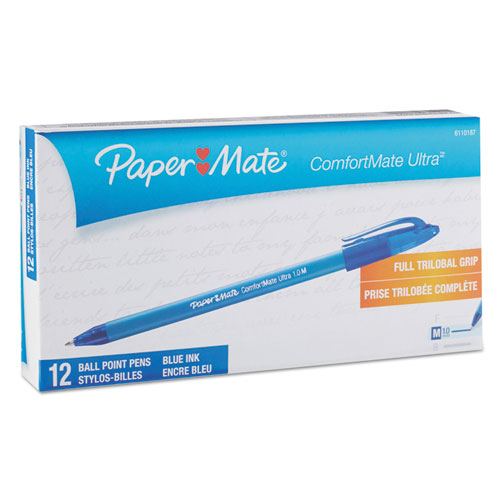 ComfortMate Ultra Stick Ballpoint Pen, Medium 1mm, Blue Ink/Barrel, Dozen