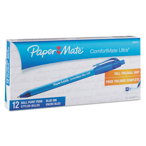 ComfortMate Ultra Retractable Ballpoint Pen, 0.8mm, Blue Ink/Barrel, Dozen