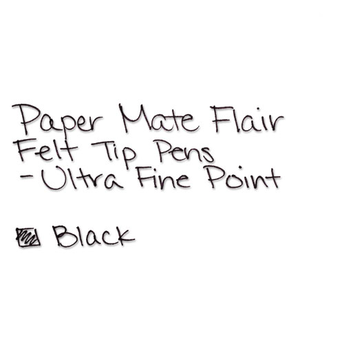 Image of Paper Mate® Flair Felt Tip Porous Point Pen, Stick, Extra-Fine 0.4 Mm, Black Ink, Black Barrel, Dozen