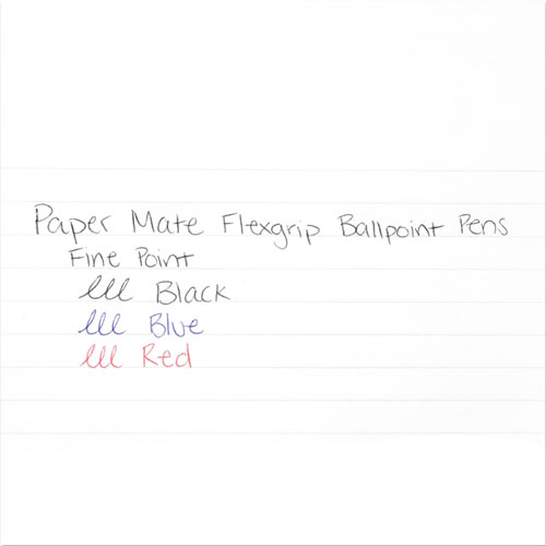 Image of Paper Mate® Flexgrip Ultra Ballpoint Pen, Retractable, Fine 0.8 Mm, Blue Ink, Black/Blue Barrel, Dozen