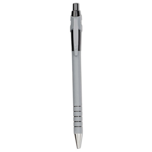 FlexGrip Ultra Ballpoint Pen, Retractable, Fine 0.8 mm, Black Ink, Gray/Black Barrel, Dozen