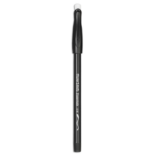 Paper Mate® Eraser Mate Ballpoint Stick Erasable Pen, Black Ink, Medium, Dozen